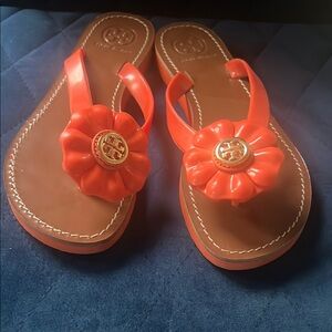 Tory Burch Orange Flower Sandals